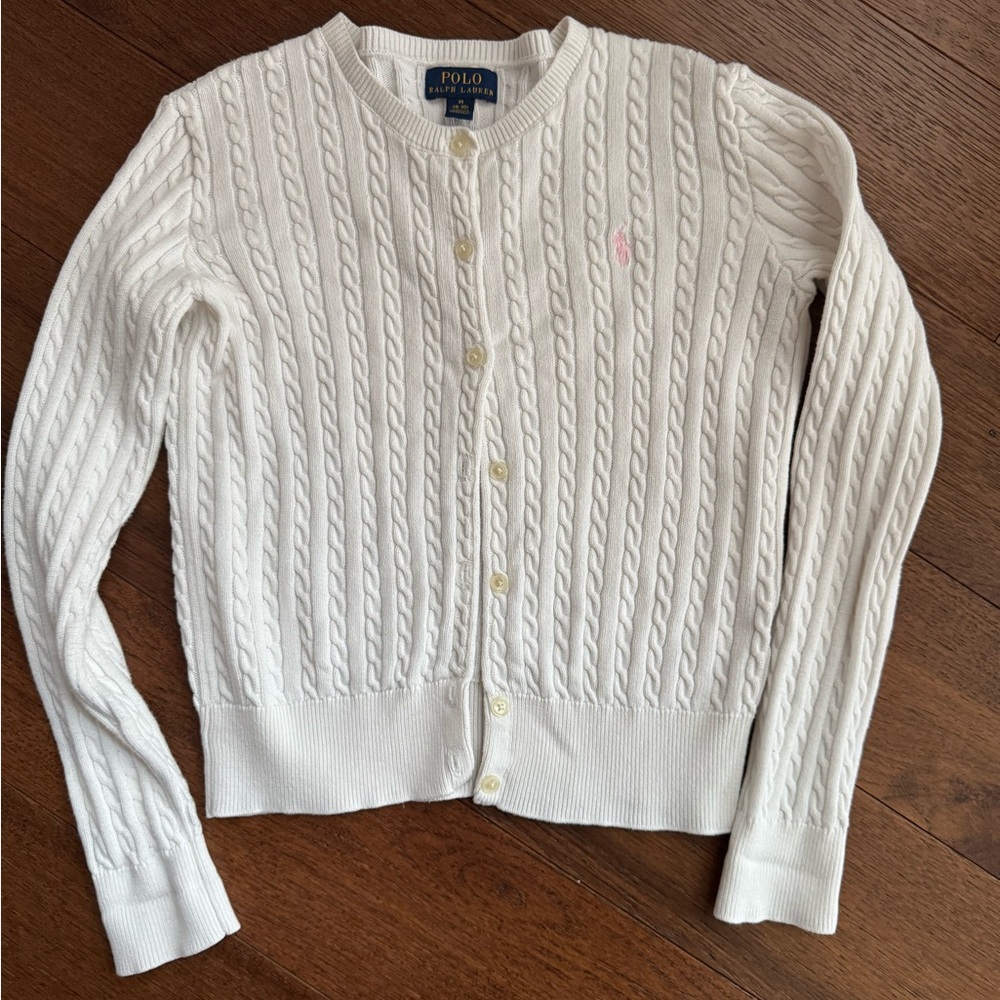 Polo by Ralph Lauren mini-cable cotton cardigan for girls. Size M